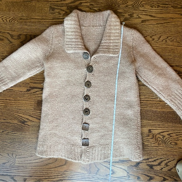 Vintage Handmade Fisherman Cable Knit Folk Sweater Size M Or L 100% Wool Oatmeal - Picture 7 of 11